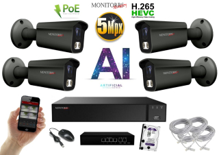 MS AI IP 4 kamerový set so switchom 5 Mpix GTube (6373K4B)